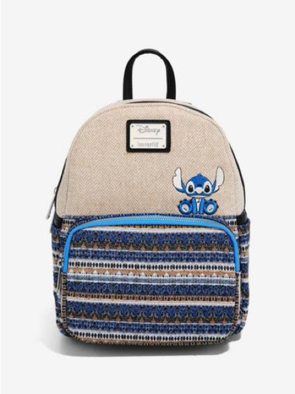 Loungefly Disney Lilo & Stitch Ohana Mini Backpack Blue Tan Tribal Print